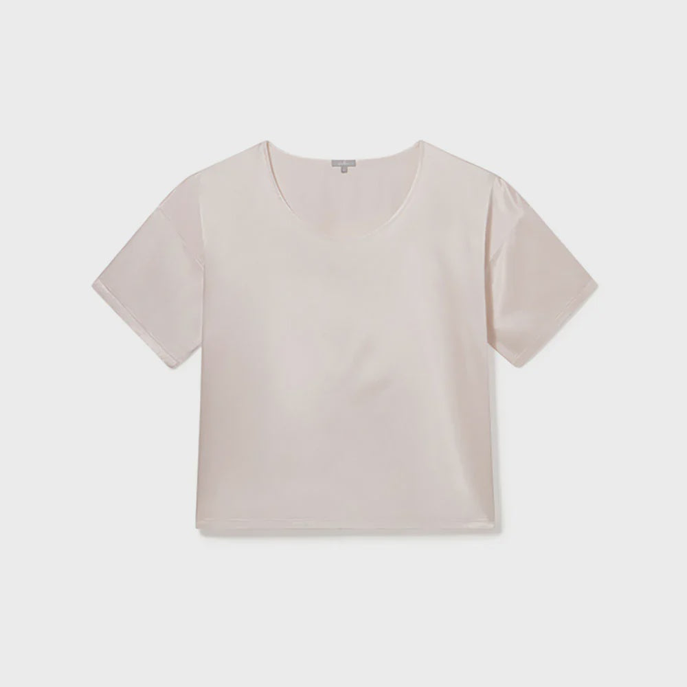PJ Harlow Brie Satin Tee in Blush