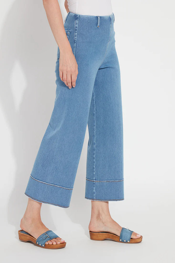 Lysse Margo Hi Waist Wide Crop Jean in Bleached Denim