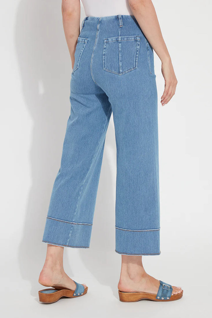 Lysse Margo Hi Waist Wide Crop Jean in Bleached Denim
