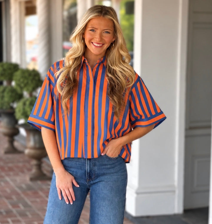 Going Places Navy Stripe Top
