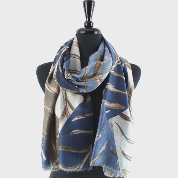 Fall Print Scarf in Blue