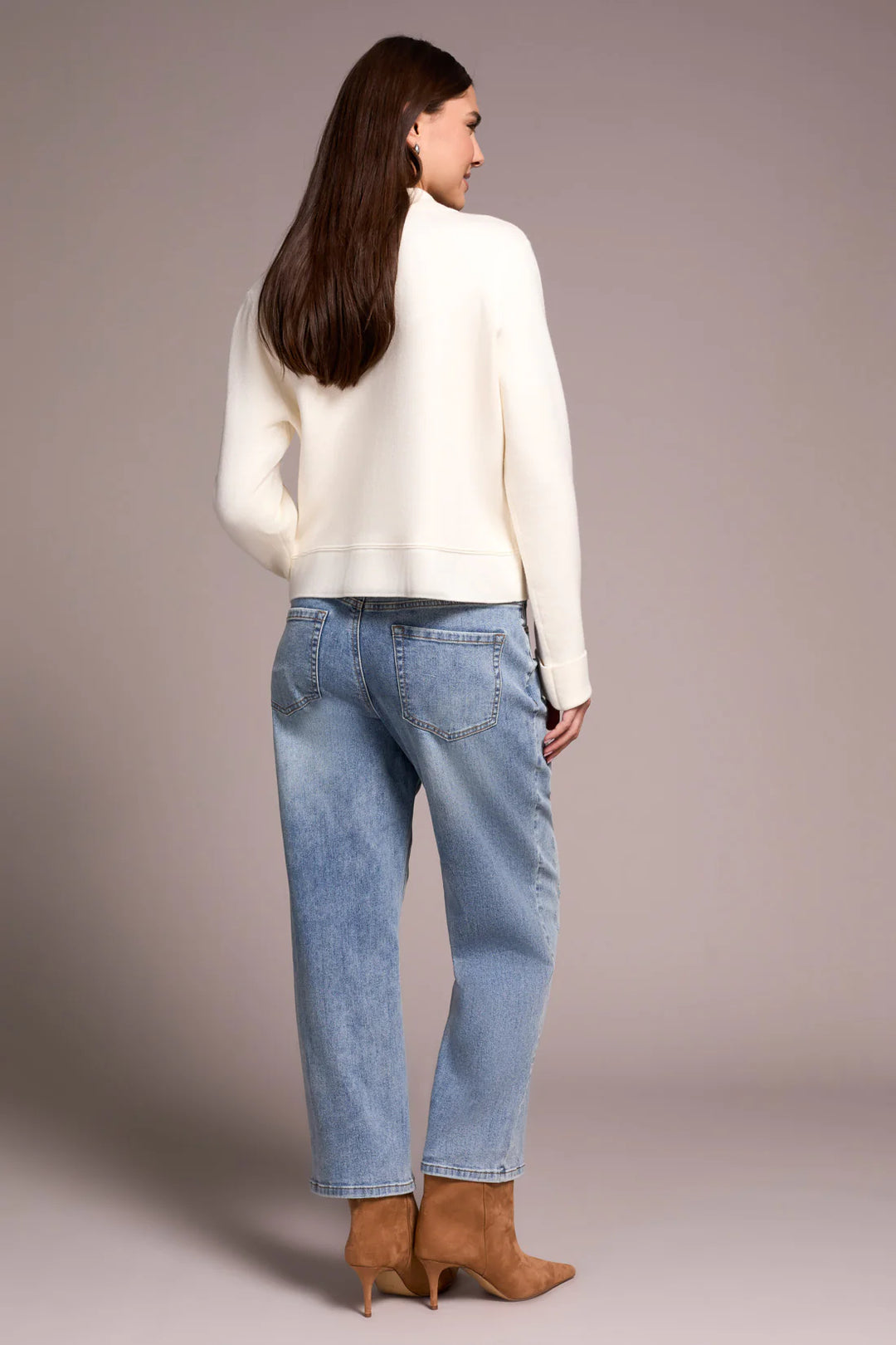 Tribal Double Knit Collared Sweater Cardigan in Moonstone