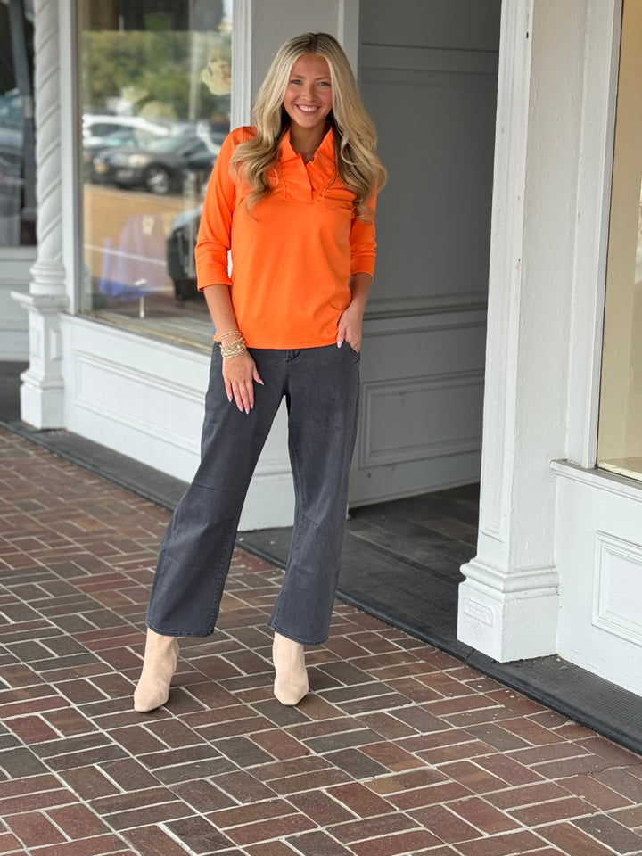 Gretchen Scott Ruffneck Top in Orange