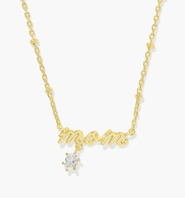 Kendra Scott Mom Crystal Pendant Necklace in Gold