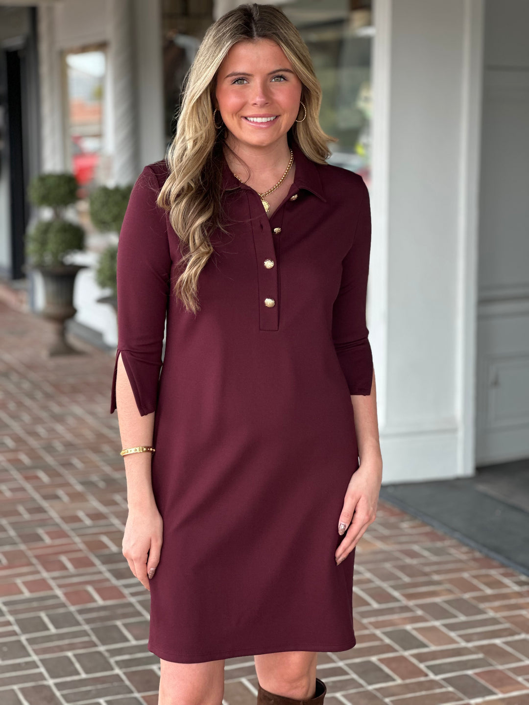 Jude Connally Midge Dress in Merlot Gold