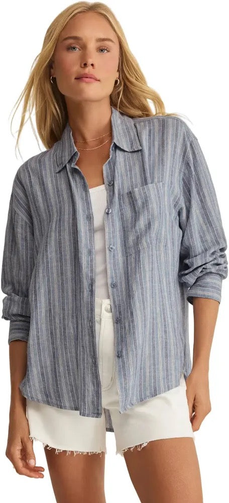 Z Supply The Perfect Striped Button Up in Indigo