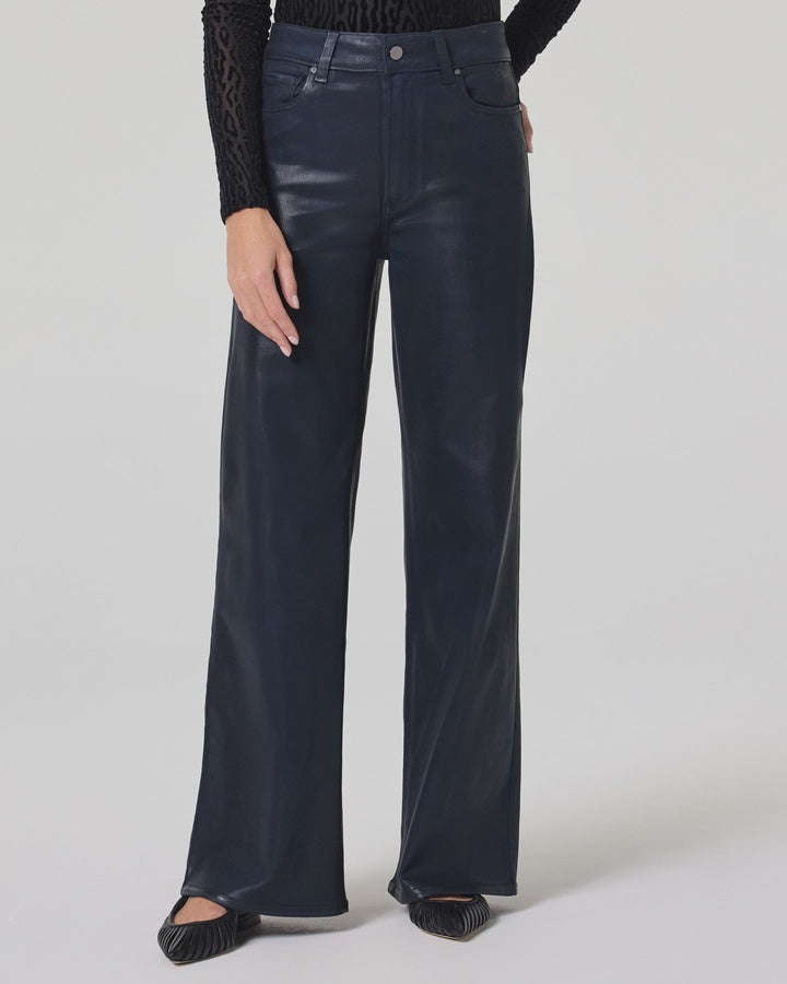 Paige Denim Anessa 31" Wide Leg Jean in Navy Seascape Luxe Coating