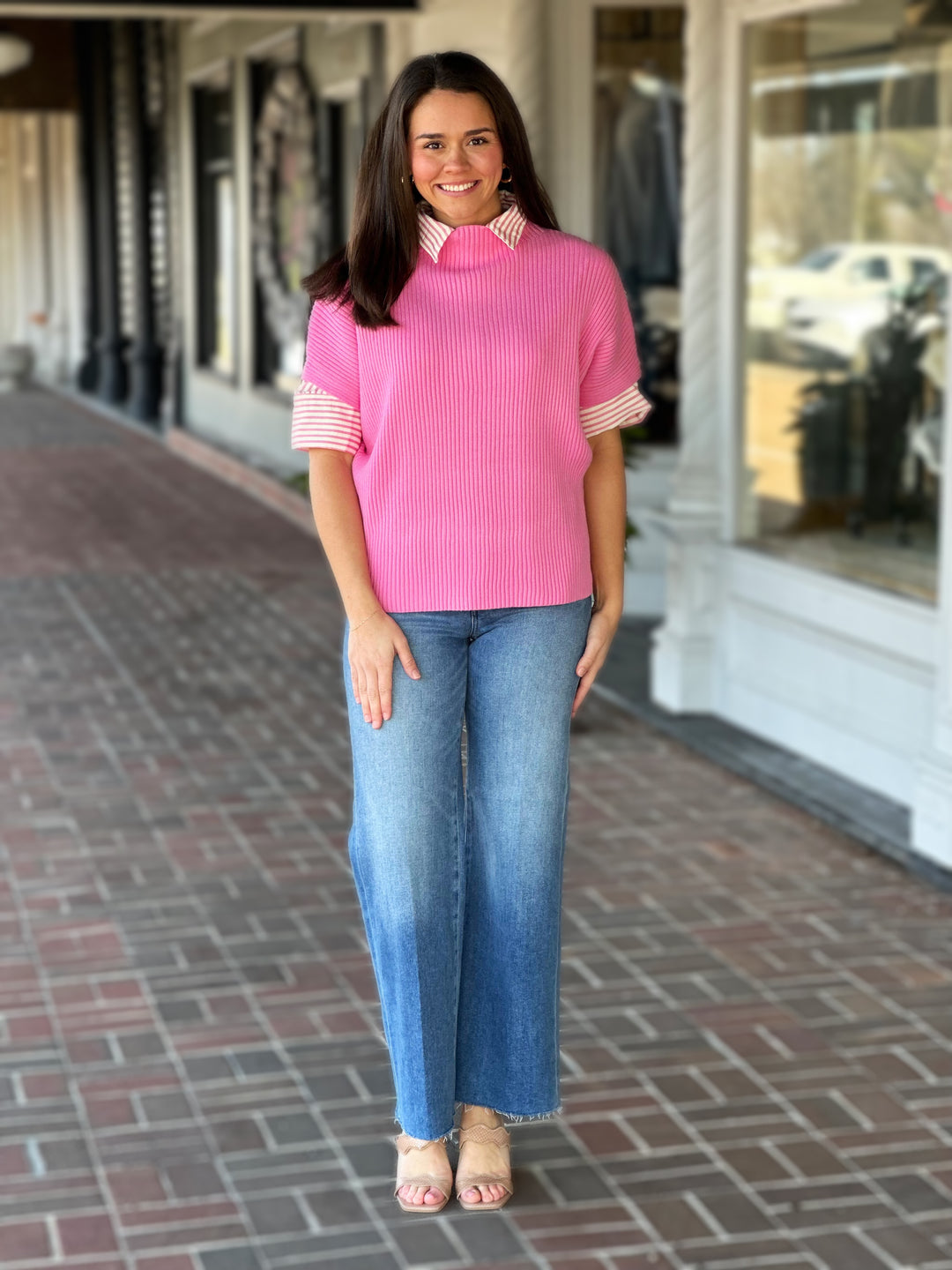 Pink Mock Neck Sweater