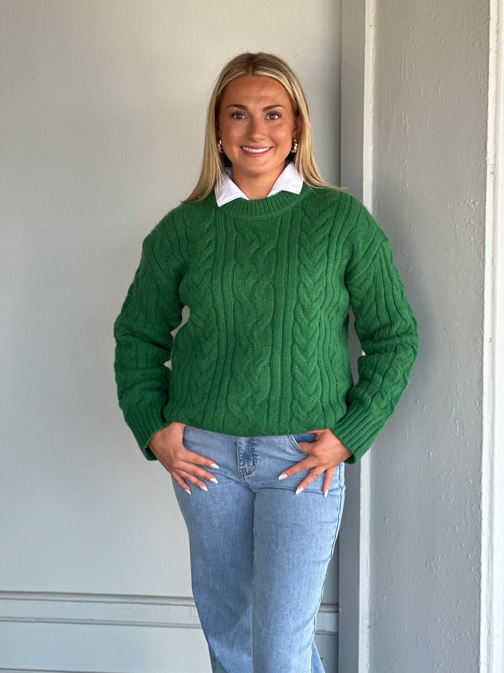 Green Cable Knit Sweater