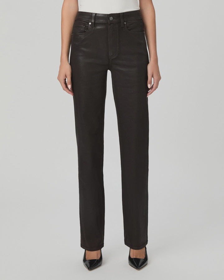 Paige Denim Stevie Straight Jean in Chicory Coffee Luxe Coating