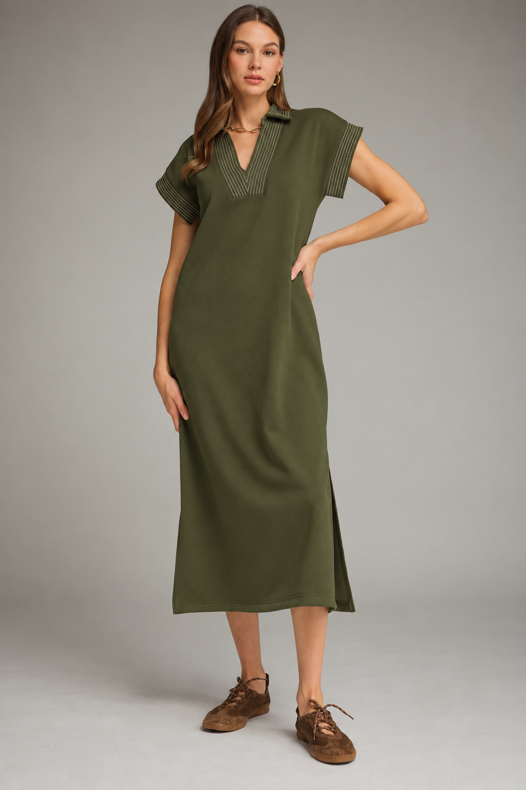 In Perfect Order Maxi Dress in Olive