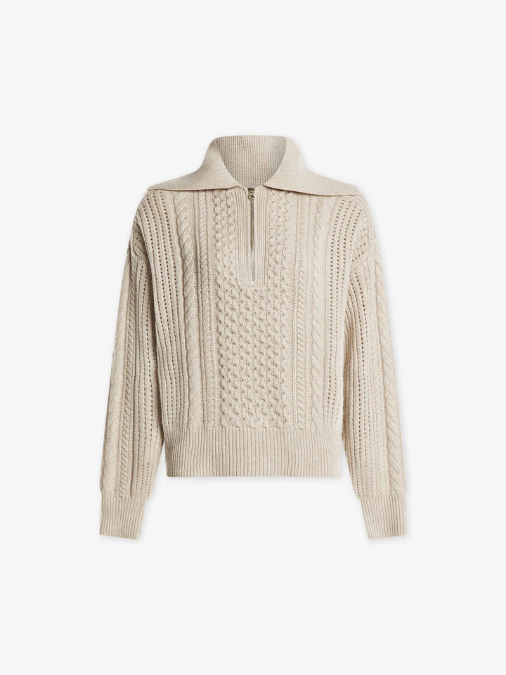 Varley Camello Cable Knit Sweater in Parchment