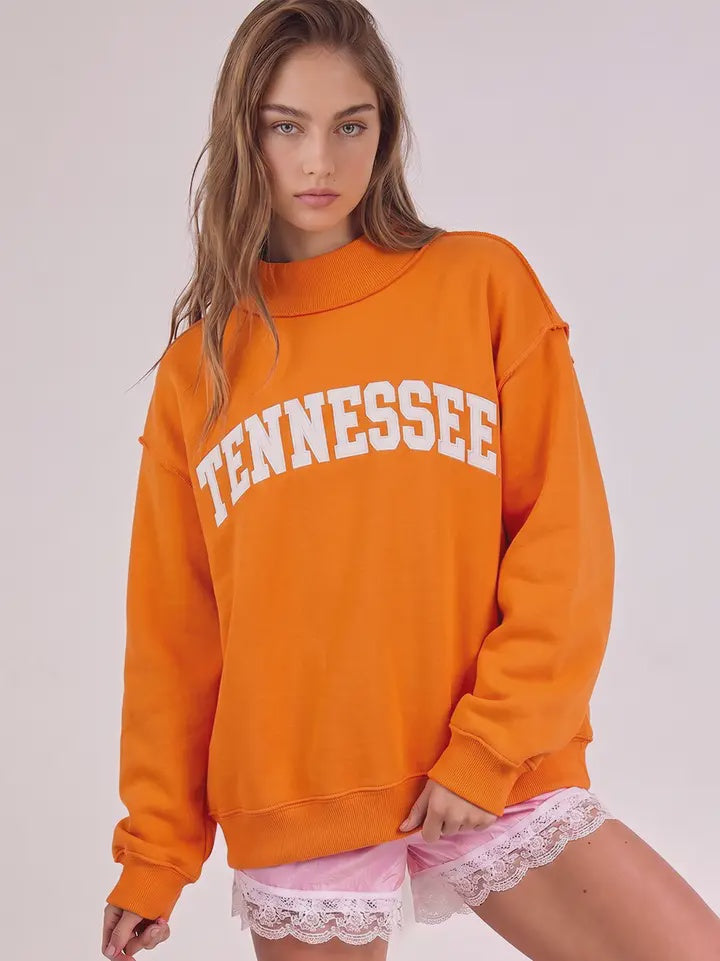Tennessee Embroidered Sweatshirt in Orange