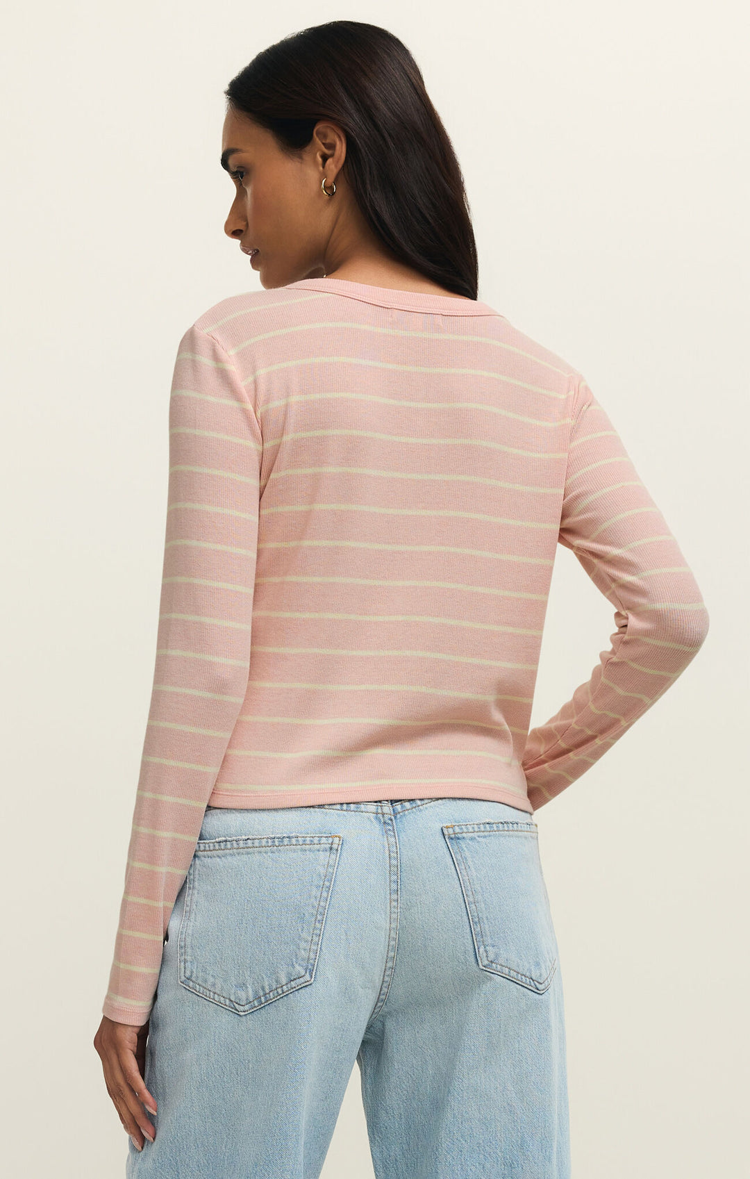 Z Supply Ferris Henley Striped Top in Washed Pink