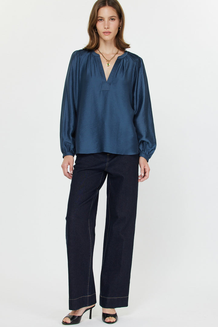 V-neck Long Sleeve Sapphire Top