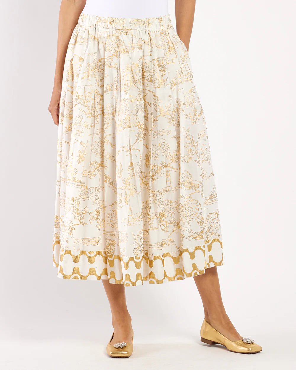 Jude Connally Meredith Skirt Cotton Voile in Toile White Gold
