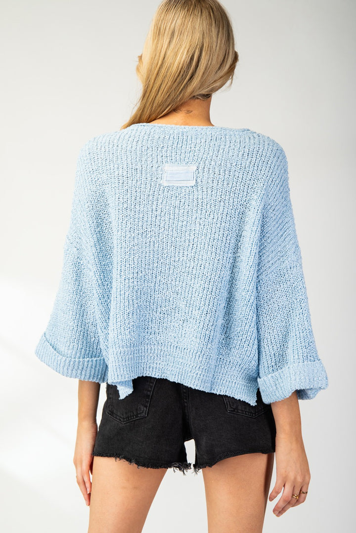 Textured Long Sleeve Sweater in Periwinkle