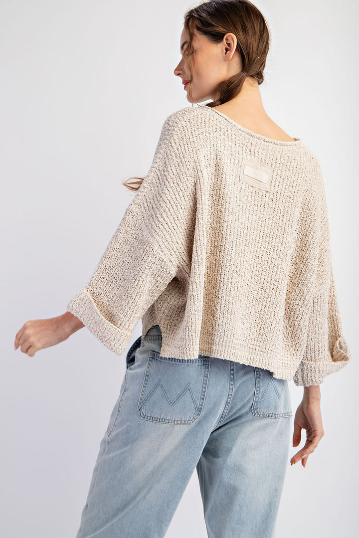 Textured Long Sleeve Sweater in Oatmeal