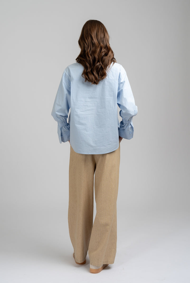 Baby Blue High Low Button Down Shirt