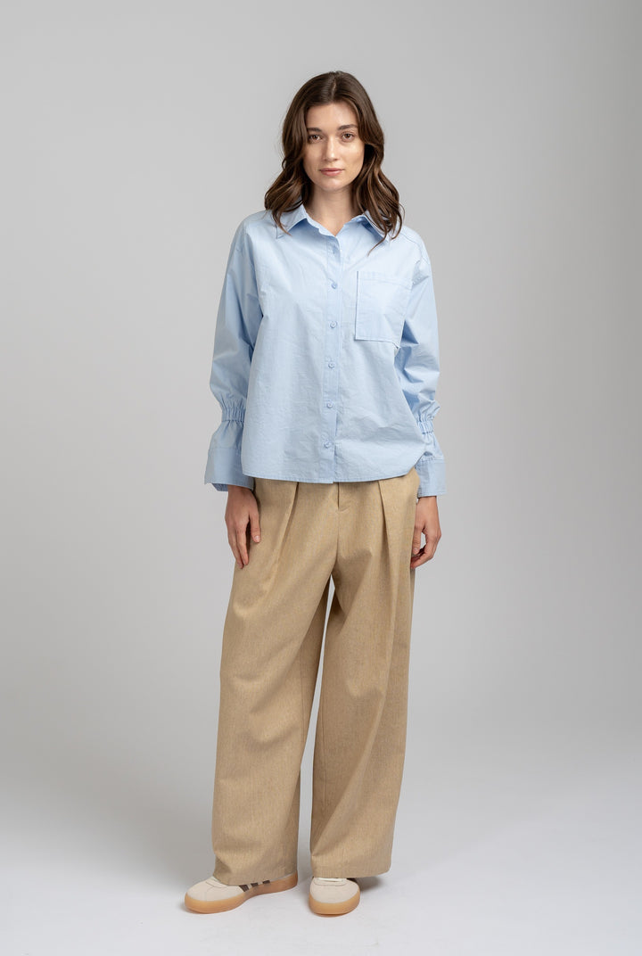Baby Blue High Low Button Down Shirt