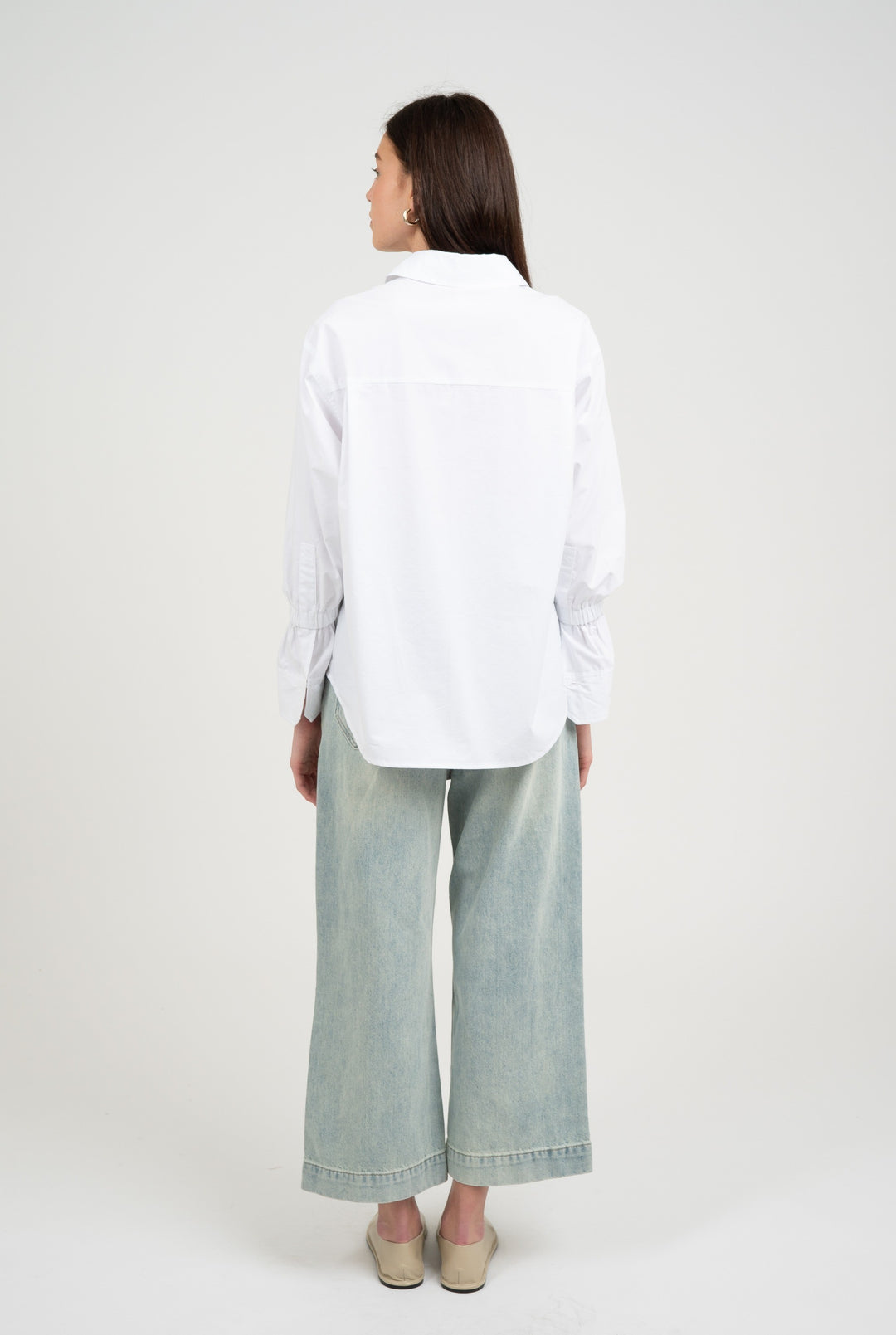 White High Low Button Down Shirt