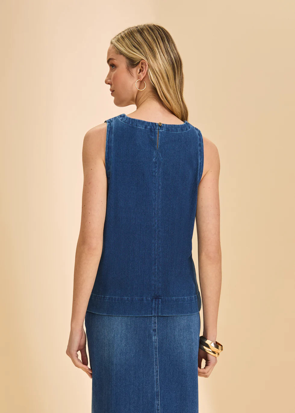 Sleeveless Top in Blue Denim