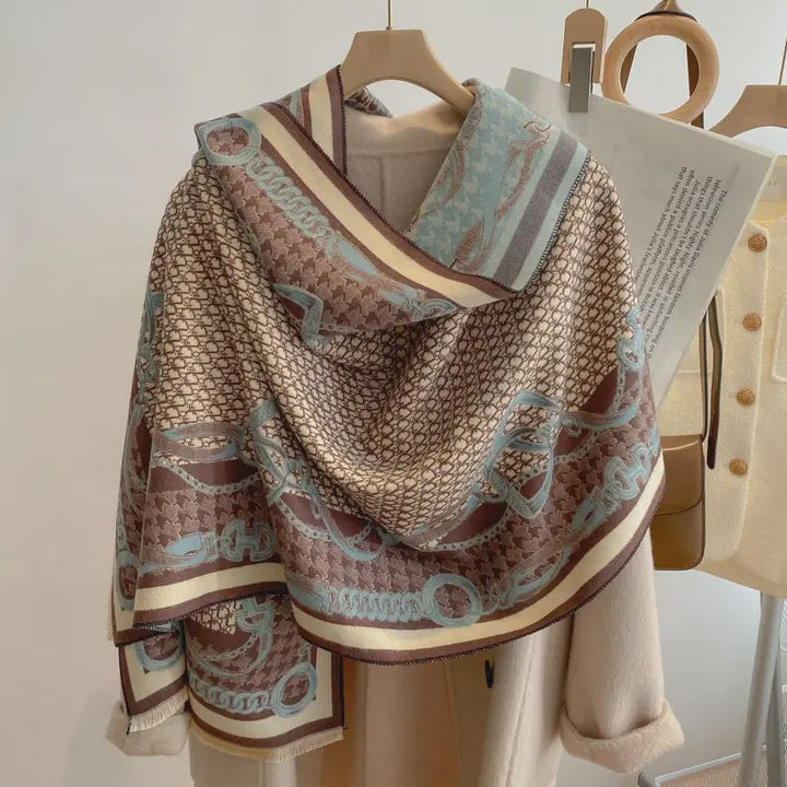 Equestrian Blue/Beige Stirrup Reversible Wrap
