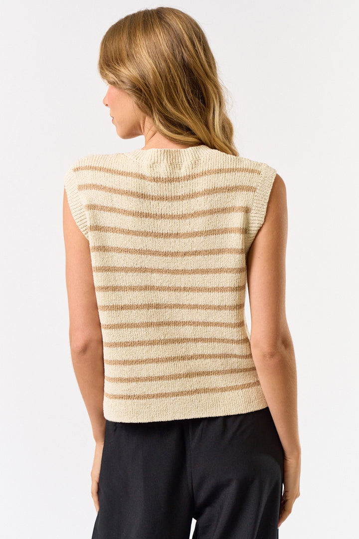 Striped Sweater Vest in Gold