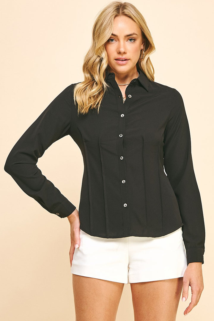 Pintuck Detail Black Top