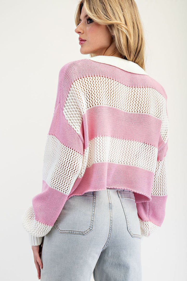 Small Town Charm Sweet Pink Striped Sweater