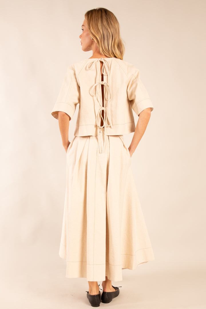 Elevated Back Tie Top in Oatmeal