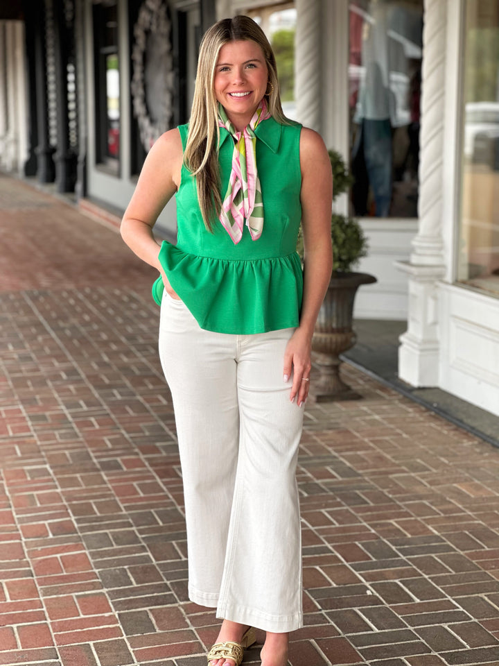 Solid Sleeveless Top in Green