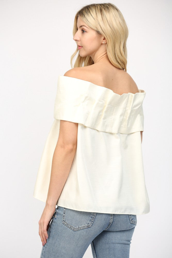 Big Bow Off The Shoulder Ivory Top