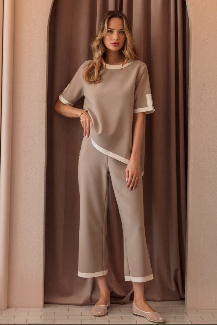 Kiara Crepe Knit Pant in Khaki