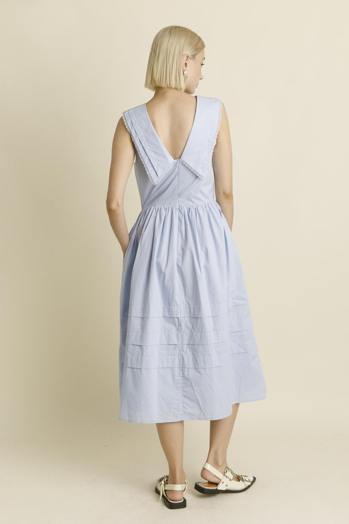 Sailor Collar Blue Midi Dress