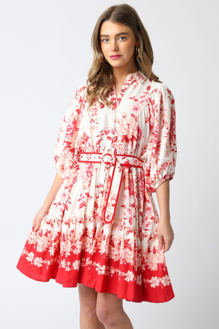 Karine Floral Dress in Orange Multi