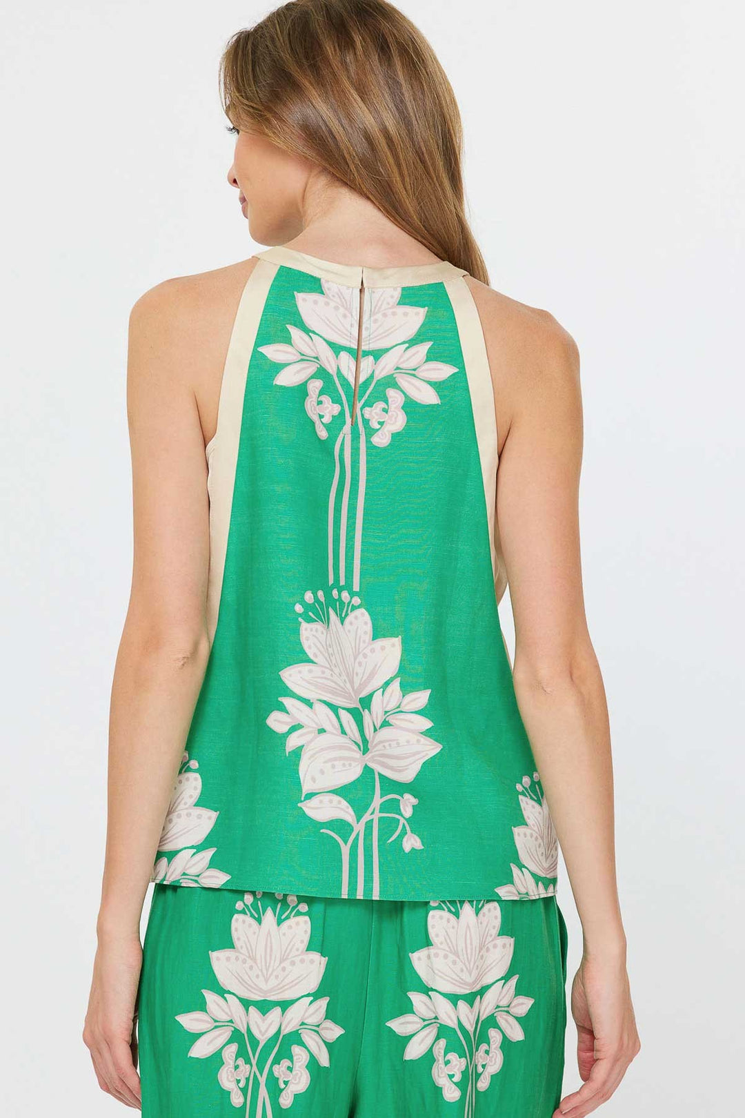 Sleeveless Green Floral Top