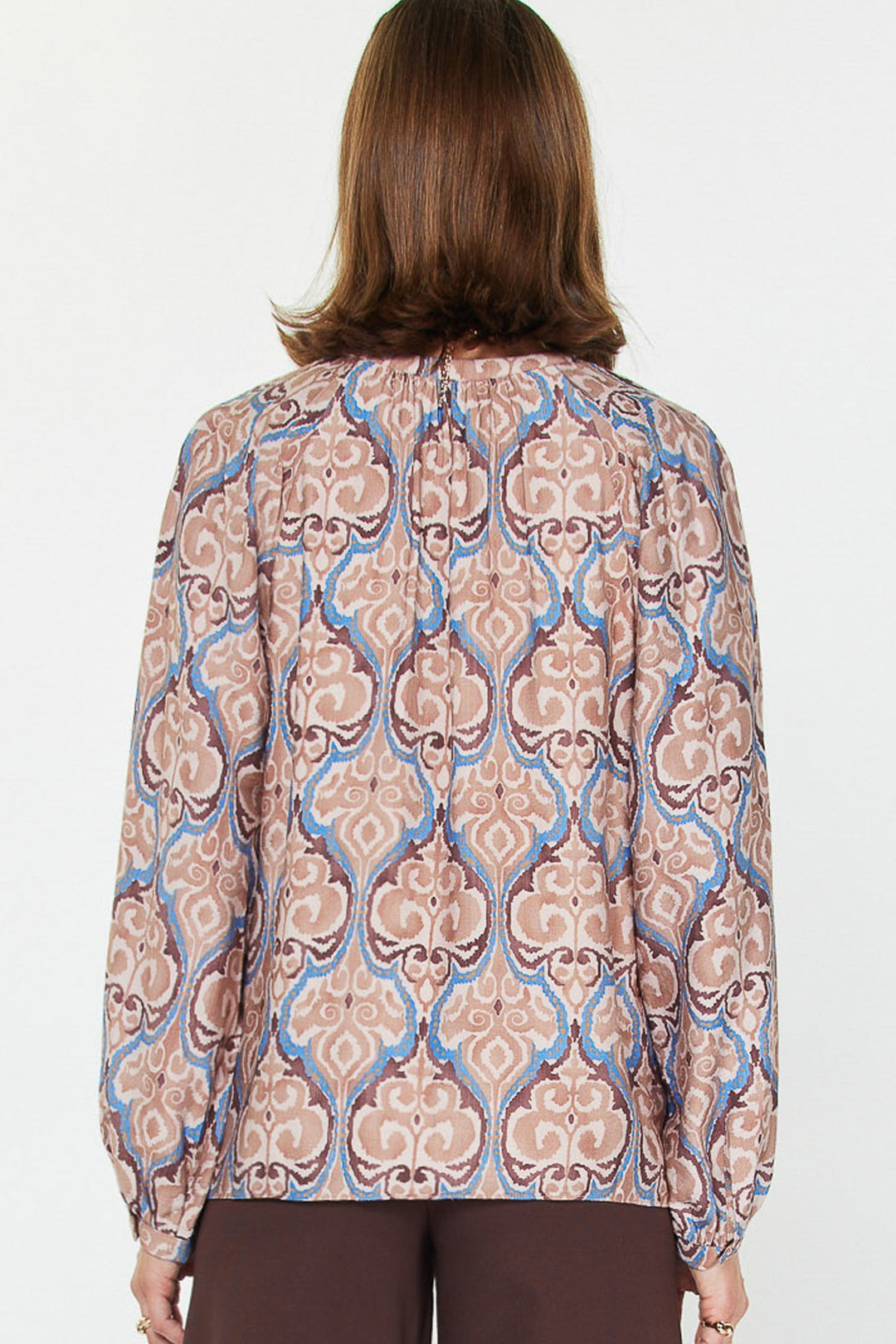 3/4 Sleeve Brown Printed Top