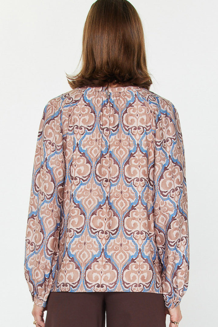 3/4 Sleeve Brown Printed Top