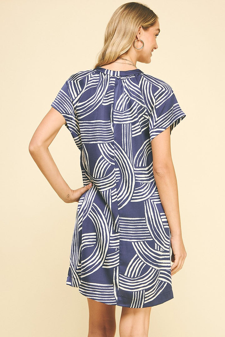 Blue Print Mini Dress