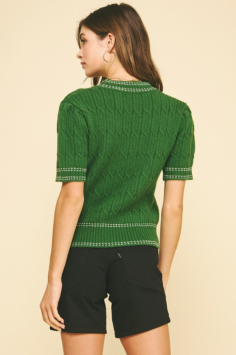 Green Short Sleeve Sweater