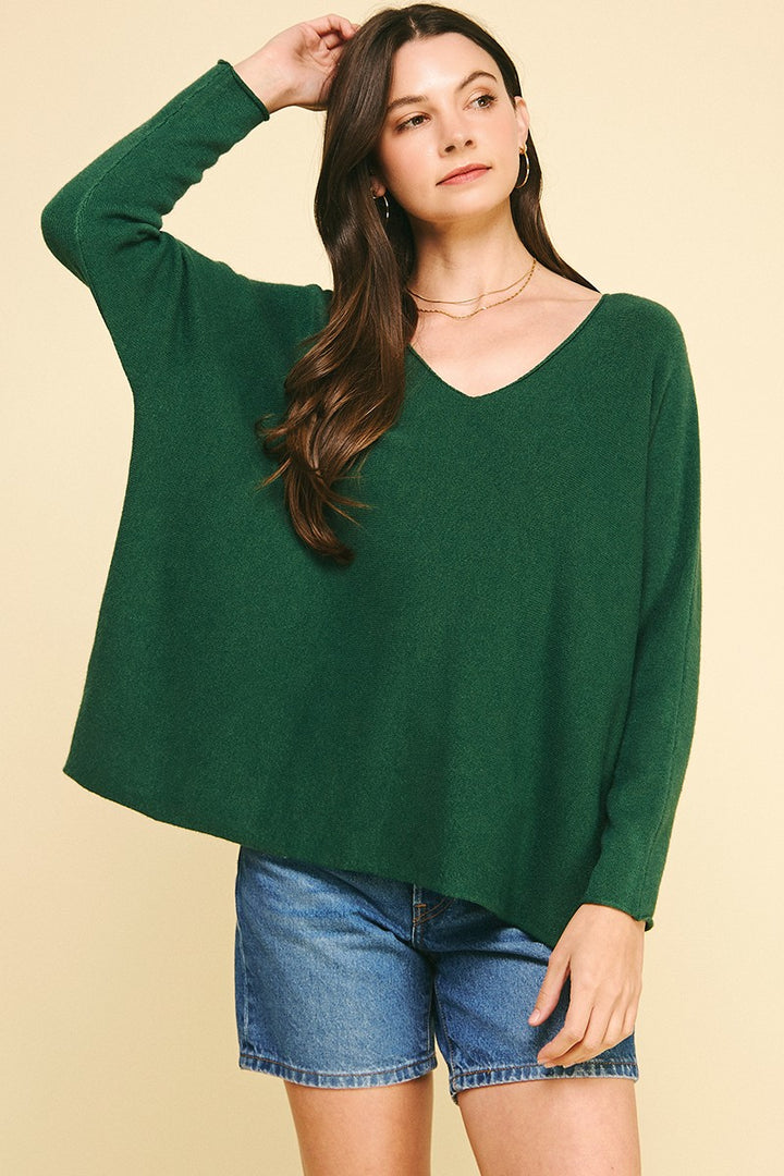 V-Neck Sweater in Green