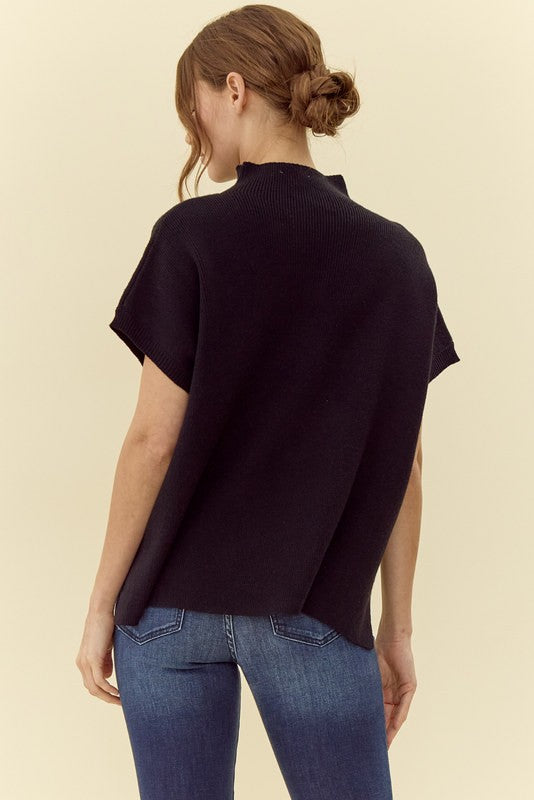 New To This Black Sleeveless Sweater Top