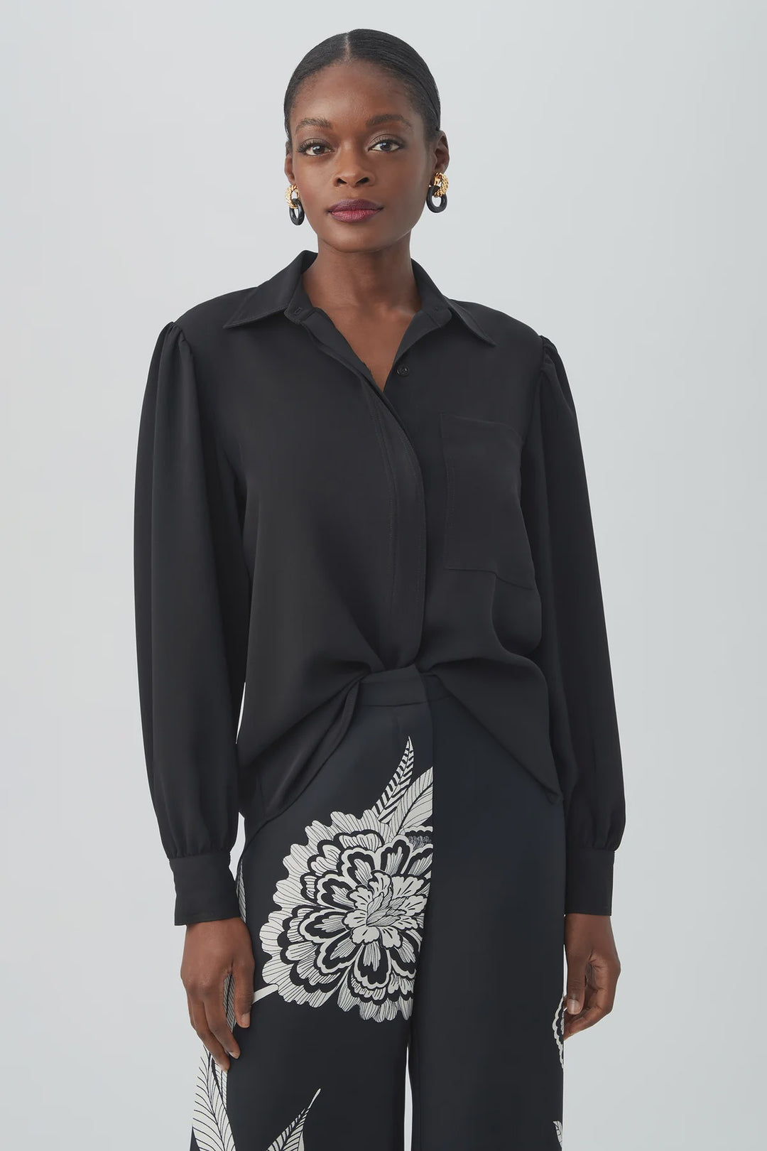 Trina Turk Anuka Dolman Sleeve Shirt in Black