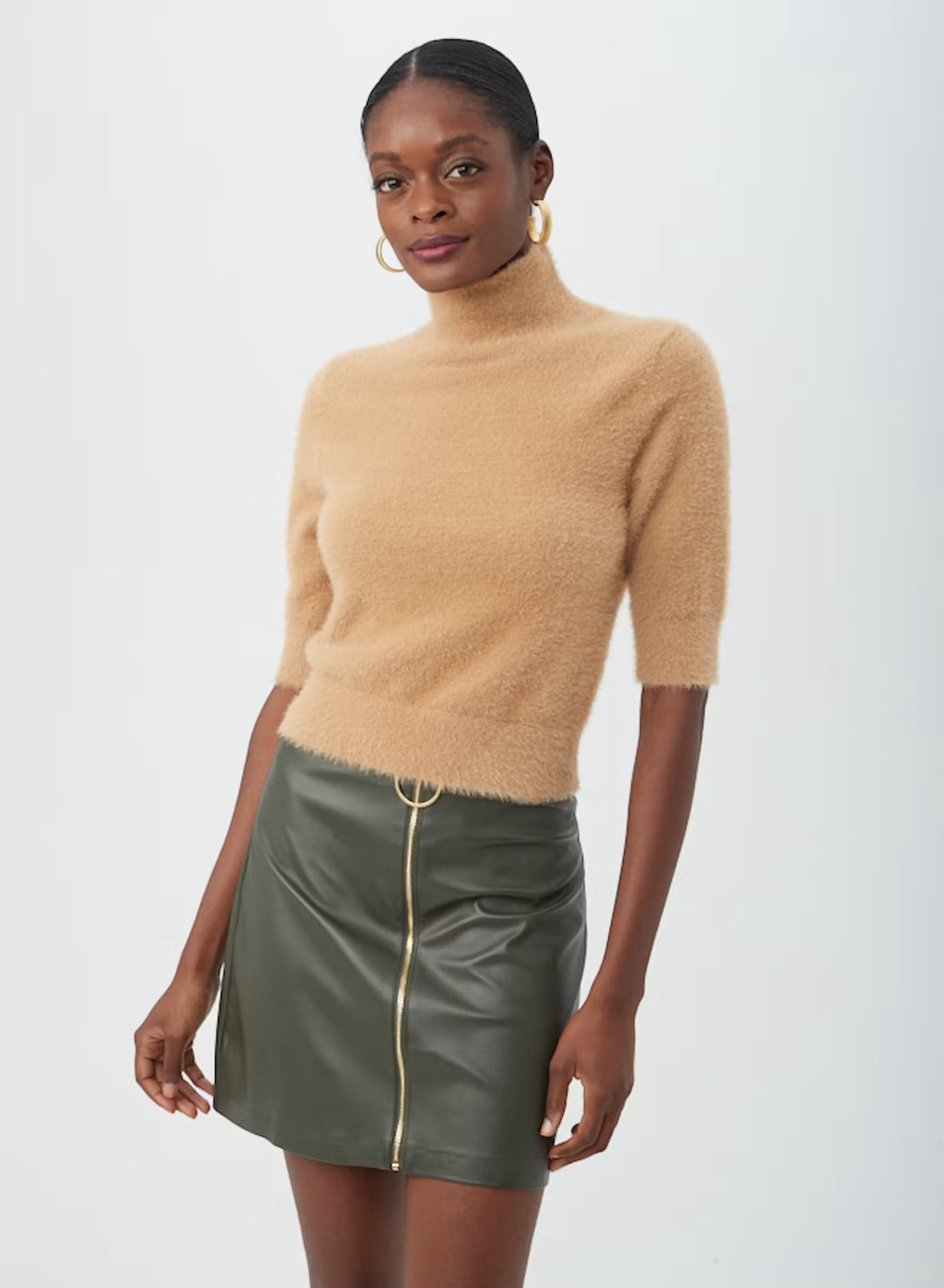 Trina Turk Mali Fuzzy Sweater in Camel