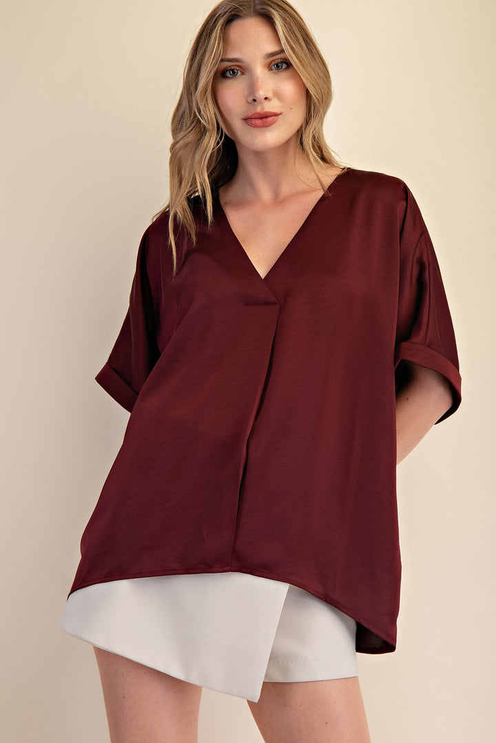 Take Me Places Top in Burgundy