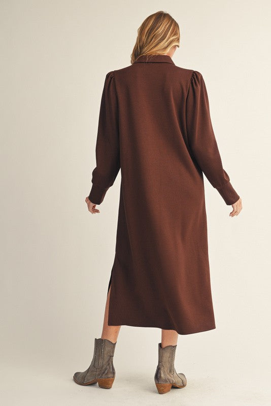 In The Right Place Brown Midi Dress