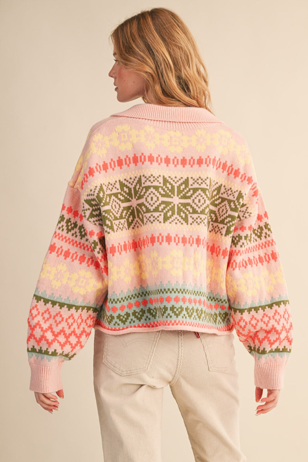 Blush Pink Printed Sweater