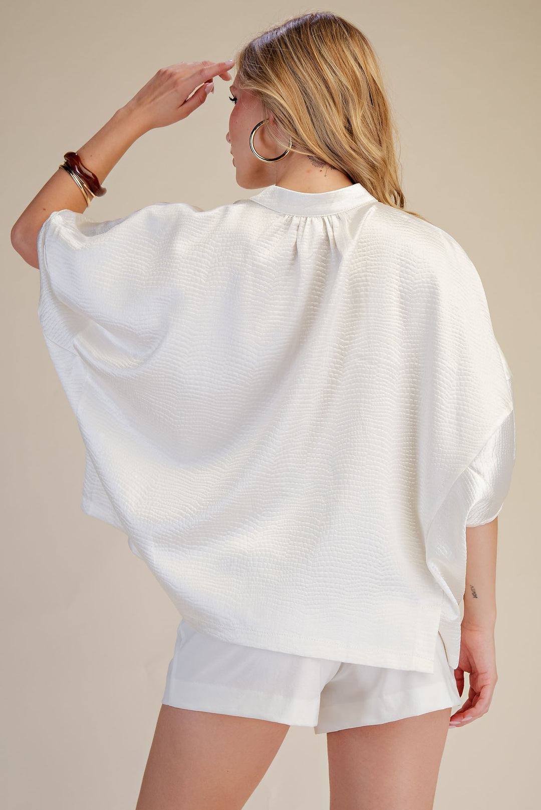 Front Zipper Sleeveless Oversized Top in Ivory