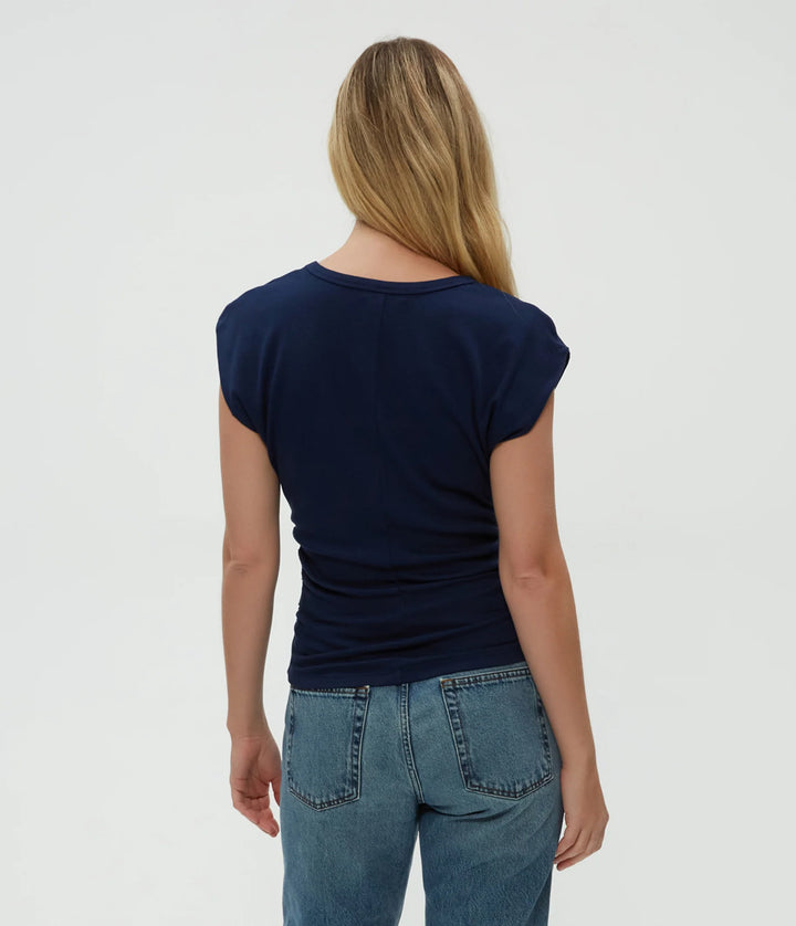 Michael Stars Joni Power Shoulder Tee in Nocturnal Navy